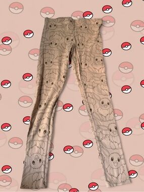 Girls Beige Eevee Print Leggings